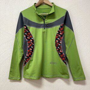 Sonam Women's Green Athletic 1/4 Zip Pull Over Long Sleeve sz Large